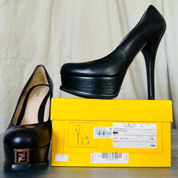 AUTHENTIC FENDI SOLD SIGNATURE FF Tips Platform Heels Shoes - Picture 2 of 9